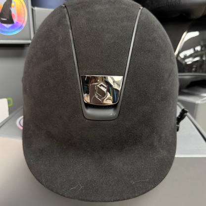 Helmet S Reg Brim V1 Alcantara - Alcantara Top - Black Chrome Blazon & Matt Rails - Samshield 1.0 Regular Brim -S1A