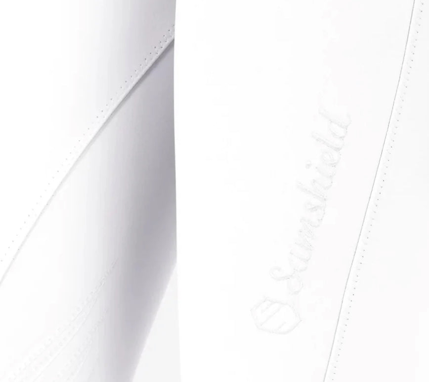 Samshield Ladies Chloe Embroidery Mid Rise Hunter Breech White , Green Bay