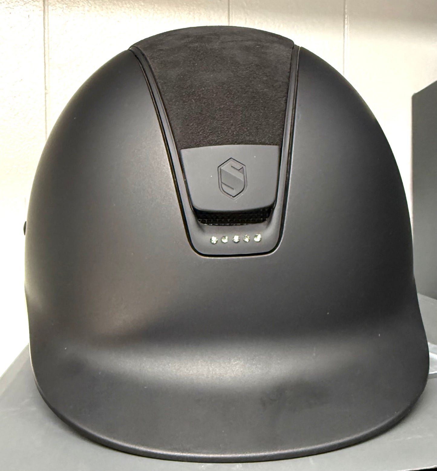 Helmet S Reg V1 Matt - Alcantara Top - Black Matt Rails & Blazon - 5 Clear Crystal -Samshield 1.0 - S1SC