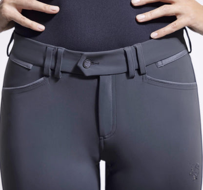 Samshield Ladies Mathilde Satin Mid Rise Anthrecite Grey Breech with Swarovski Crystal Detail