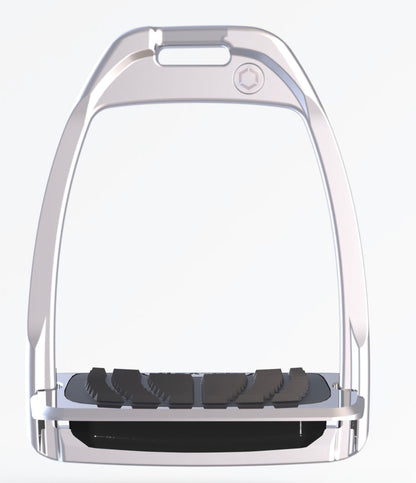 Flexon Stirrups - Chrome and Shock Absorbers - Incline Plain Foot - Hunter H Style Iron Stirrup