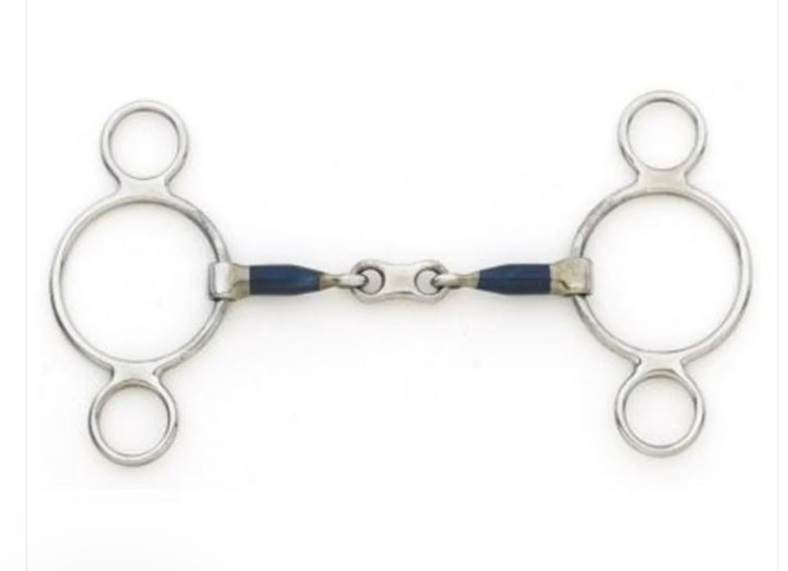 Bit Gag 2 Ring Nelson Pessoa French Link Blue