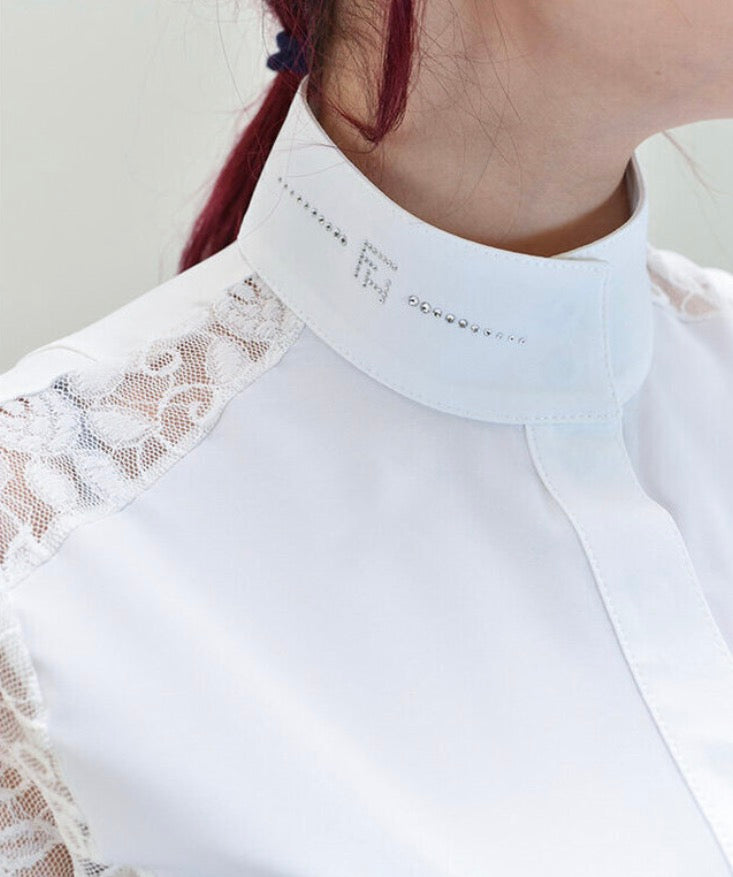 For Horses Parigina Bibb White Lace Short Sleeve Show Shirt