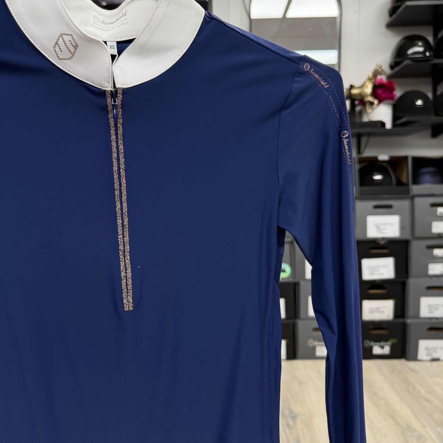Samshield Ladies Show Shirt Long Sleeve Aloise Blue - Rose Gold Swarovski Grey