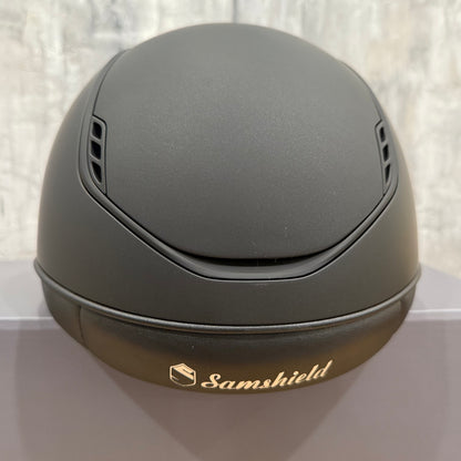 Helmet Miss V2 Matt - Matt - Black Matt Blazon & Rails - Alcantara Embroidery Band - 5 Jet Hermtite Swarovski Crystal - Samshield 2.0 Custom Limited Blackout Darkline