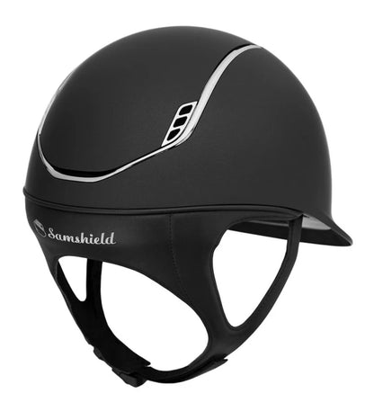Helmet Miss V2 Matt - Matt - Black Chrome Rails & Blazon - 5 Clear Swarovski Crystal - Samshield 2.0 Custom - MSBC5