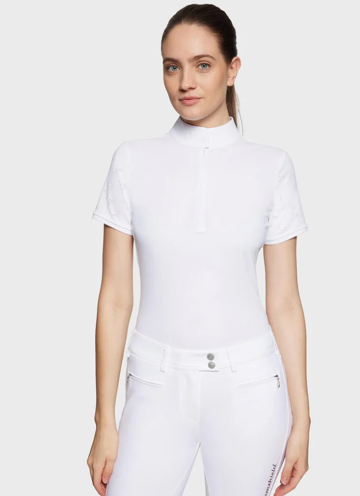 Samshield Ladies Show Shirt Short Sleeve Lily Air White with Swarovski Crystal