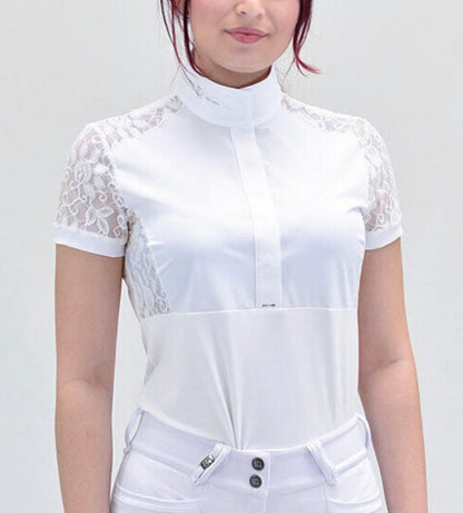 For Horses Parigina Bibb White Lace Short Sleeve Show Shirt