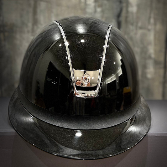 Helmet Miss V2 Glossy - Glossy - Chrome Rails & Blazon - 5 Clear Swarovski Crystal - Samshield Custom 2.0