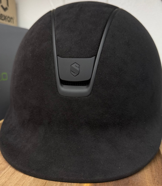 Helmet V2 Reg Brim - Alcantara Black Alcantara Top, Black Matt Blazon & Rails - Samshield Stock 2.0 - S2AR