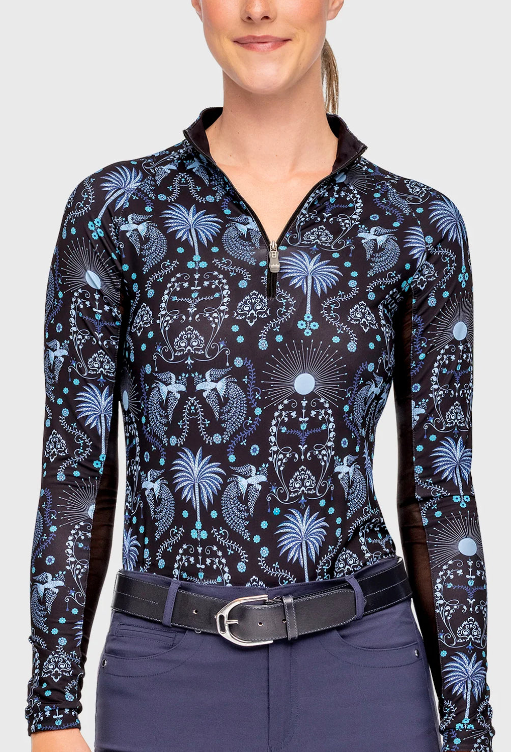 Kastel Denmark FRENCH BLUE REGAL PALM LONG SLEEVE 1/4 ZIP SUN SHIRT
