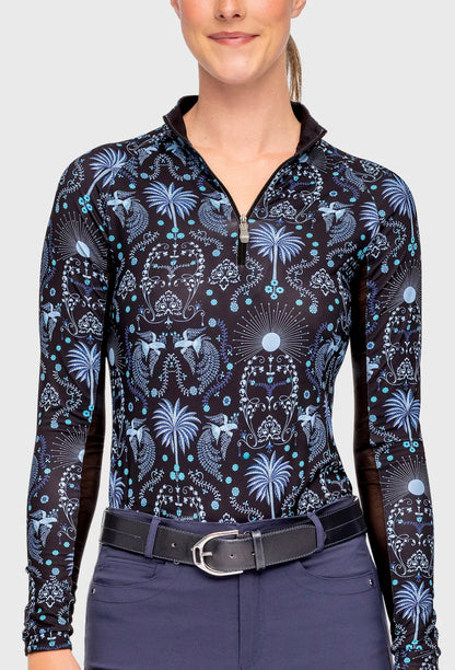 Kastel Denmark FRENCH BLUE REGAL PALM LONG SLEEVE 1/4 ZIP SUN SHIRT