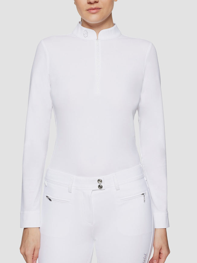 Samshield Ladies Show Shirt Long Sleeve Aloise White - Rose Gold Swarovski Crystal