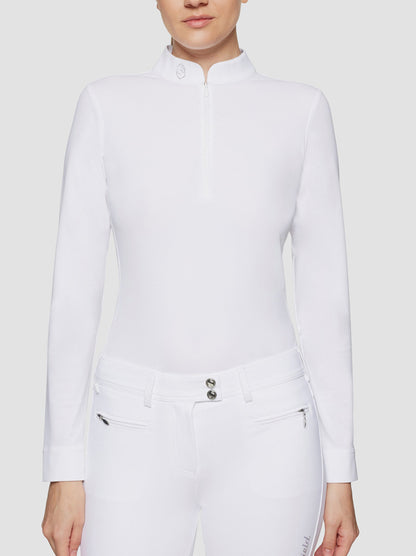 Samshield Ladies Show Shirt Long Sleeve Aloise White - Rose Gold Swarovski Crystal