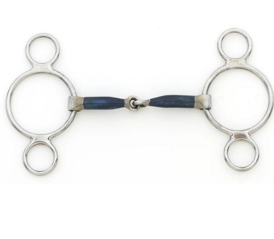 Bit Gag Full Cheek Brass Roller 3 Piece Blue