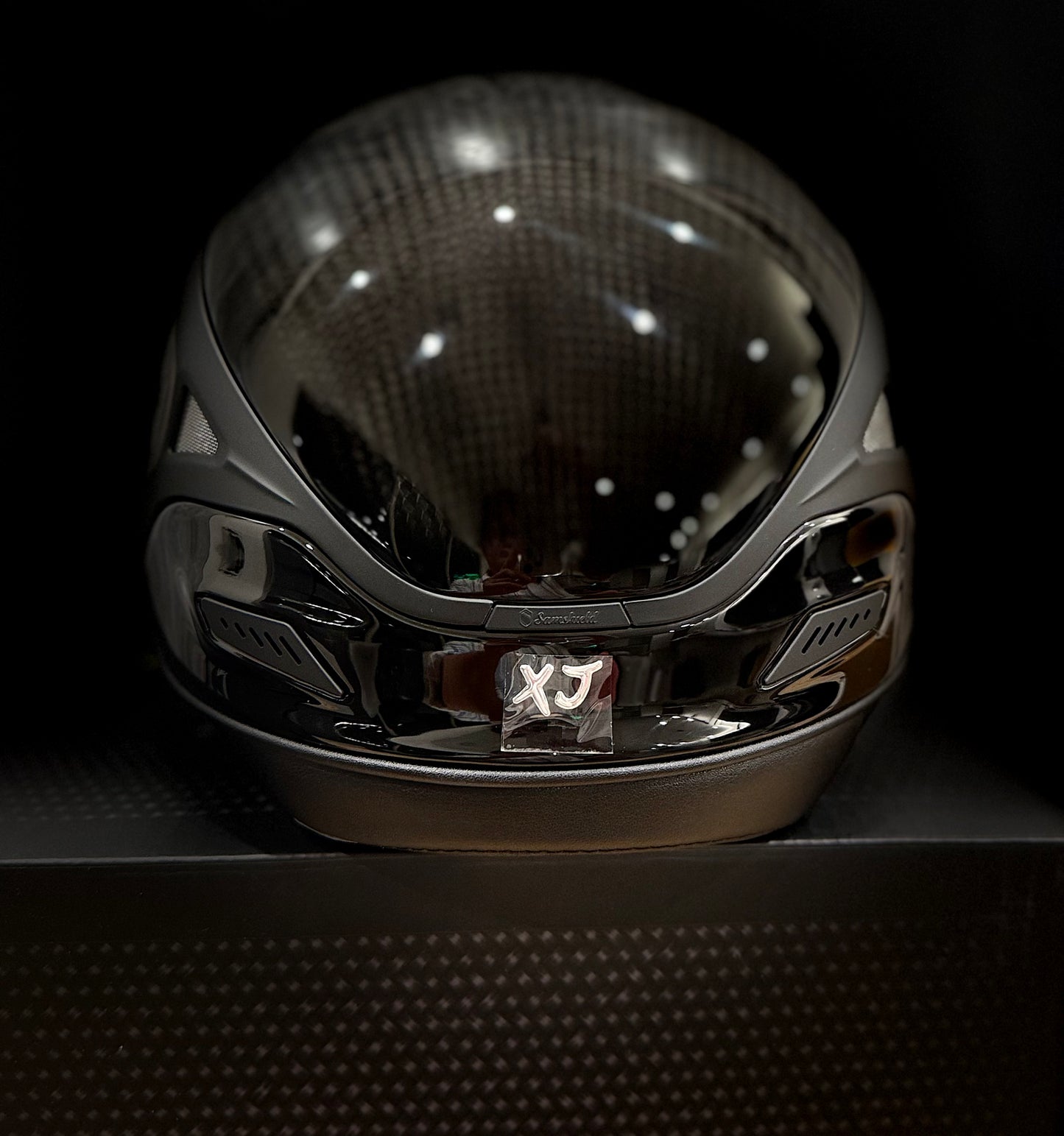 Helmet XJ V2 Limited Glossy Carbon Fiber Blackout Matt Darkline Glossy - Samhield Stock Helmet  2.0