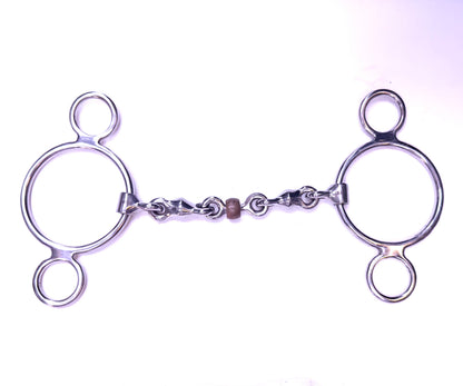 Bit Gag Nelson 2 Ring Waterford Ball with Copper Roller Avanti Italia Blue Iron