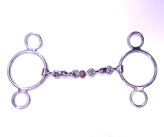 Bit Gag Nelson 2 Ring Waterford Ball with Copper Roller Avanti Italia Blue Iron