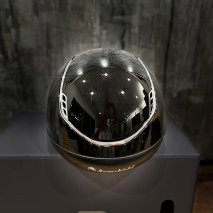 Helmet Miss V2 Glossy - Glossy - Chrome Rails & Blazon - 5 Clear Swarovski Crystal - Samshield Custom 2.0