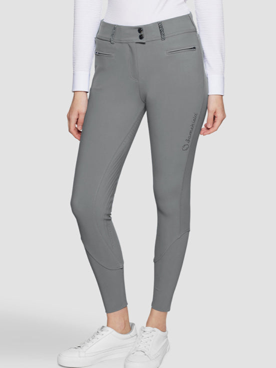 Samshield Ladies Clara Premium Swarovski Crystal Fabric HIGH Rise Breech Mineral Grey
