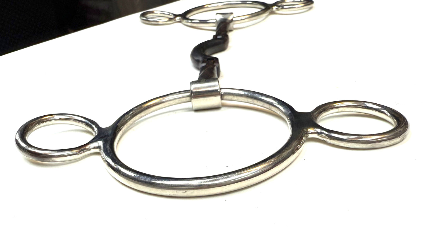 Bit Gag Nelson 2 Ring Slow Twist Low Port Hinge Avanti Italia Sweet Iron