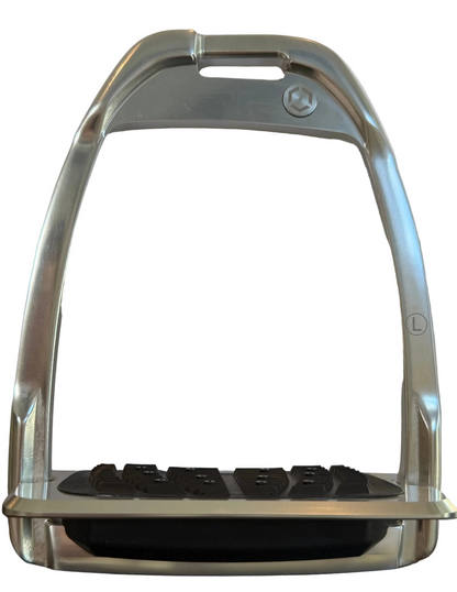Flexon Stirrups - Chrome and Shock Absorbers - Incline Plain Foot - Hunter H Style Iron Stirrup