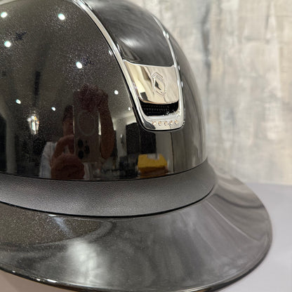 Helmet Miss V2 Glossy - Glossy - Chrome Rails & Blazon - 5 Clear Swarovski Crystal - Samshield Custom 2.0