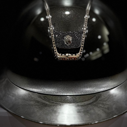 Helmet Miss V2 Glossy - Glossy Top - 356 Black Swarovski Crystal Rail & Black Ultra Fine Rock Blazon - Samshield 2.0 Custom Limited
