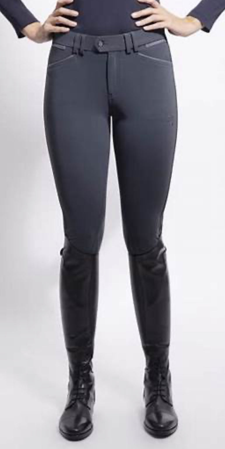 Samshield Ladies Mathilde Satin Mid Rise Anthrecite Grey Breech with Swarovski Crystal Detail