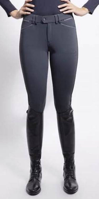 Samshield Ladies Mathilde Satin Mid Rise Anthrecite Grey Breech with Swarovski Crystal Detail