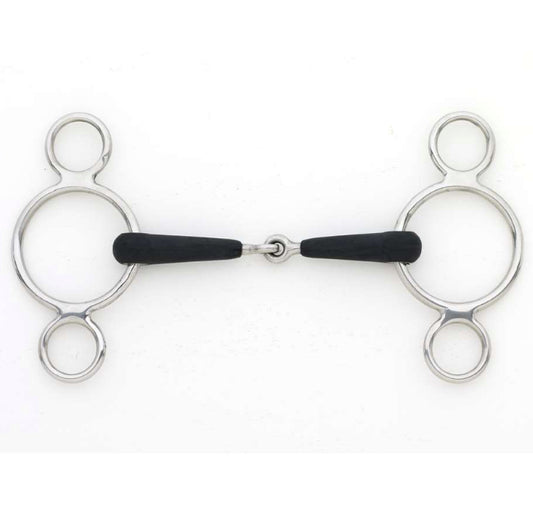 Bit Gag Nelson 2 Ring Gag Jointed Rubber Snaffle