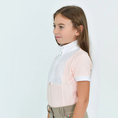 For Horses Ariel Short Sleeve Girls Show Shirt - Flamingo & Raspberry