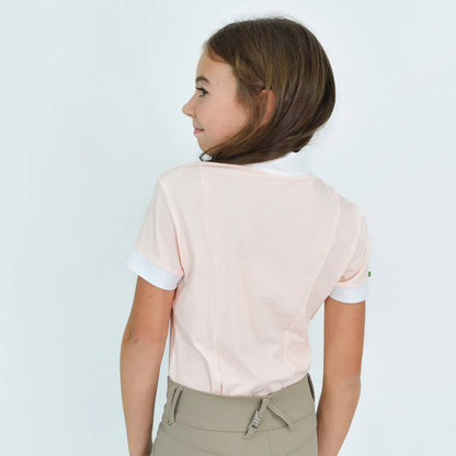 For Horses Ariel Short Sleeve Girls Show Shirt - Flamingo & Raspberry