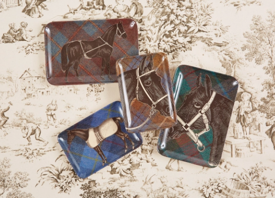 Melamine Dresser Tray Equus Tweed Horse 5.5"x8.5"
