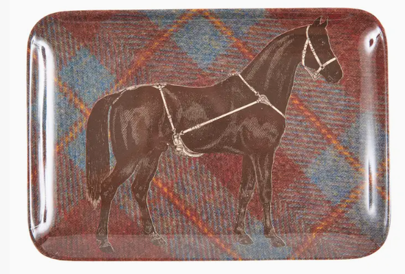 Melamine Dresser Tray Equus Tweed Horse 5.5"x8.5"