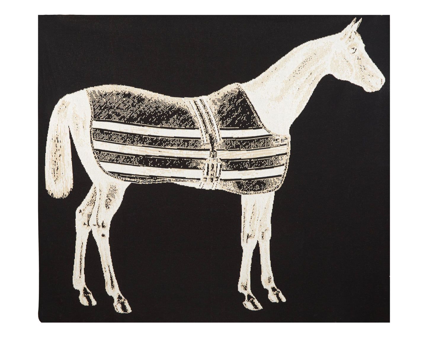 Thoroughbred Horse Knit Throw Blanket in Nero Black
