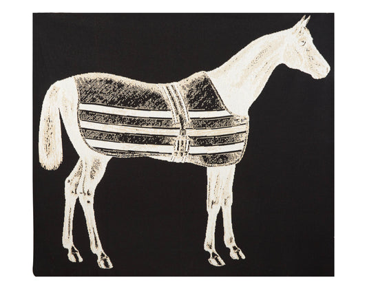 Thoroughbred Horse Knit Throw Blanket in Nero Black