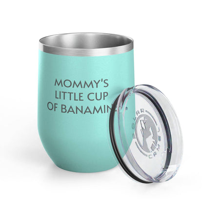 Wine Tumbler, 12oz - Mommy's Cup of Banamine  - Pastels: Light Blue / 12oz