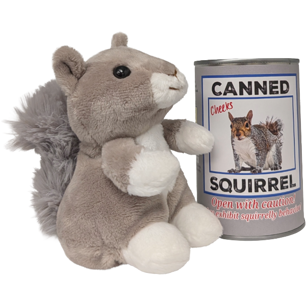 Canned Gray Squirrel | Stuffed Animal Plush | Funny Jokes: Regular Lid