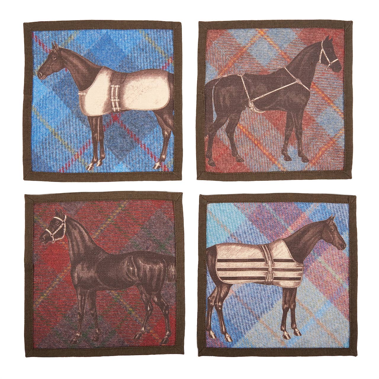 Equus Tweed Cotton Cocktail Napkins Set Of 4