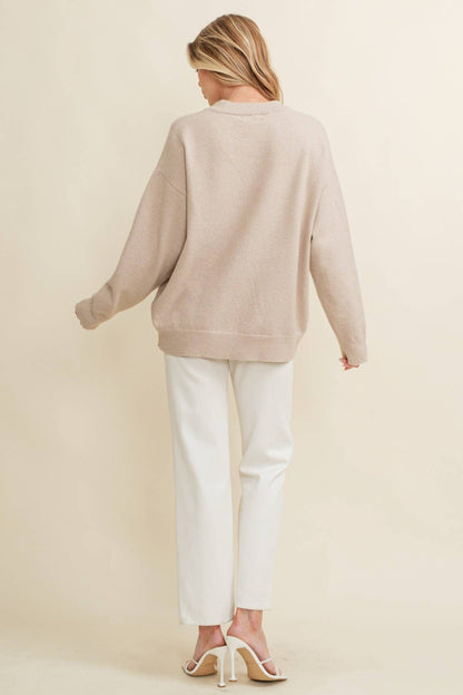 CSW13668 - HORSE SHOE PULLOVER SWEATER: Beige / S