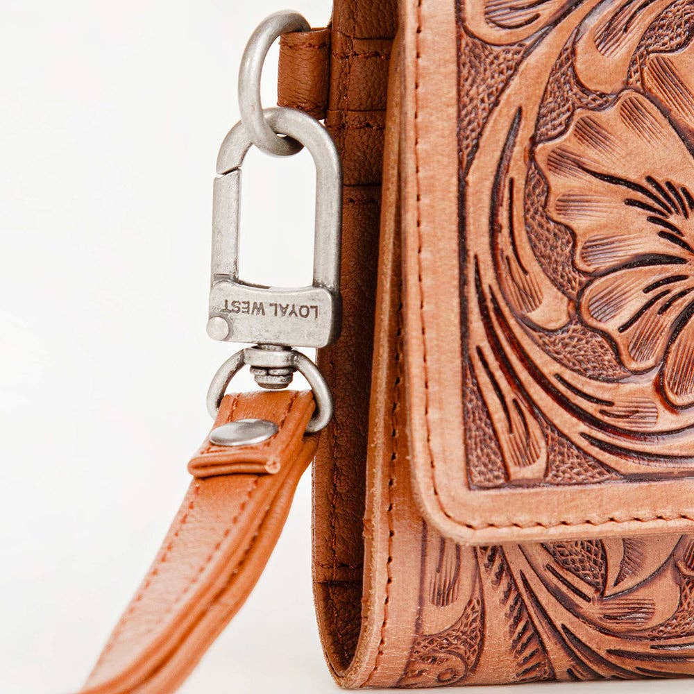 Loyal West Drover Wallet Brown: Brown Handtooled Leather And Calfskin / Single