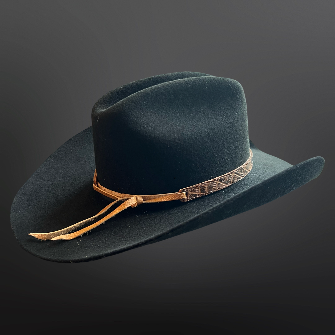 Cowboy Hat Band Embossed Leather Snaffle Bit Turquoise Brown: Turquoise