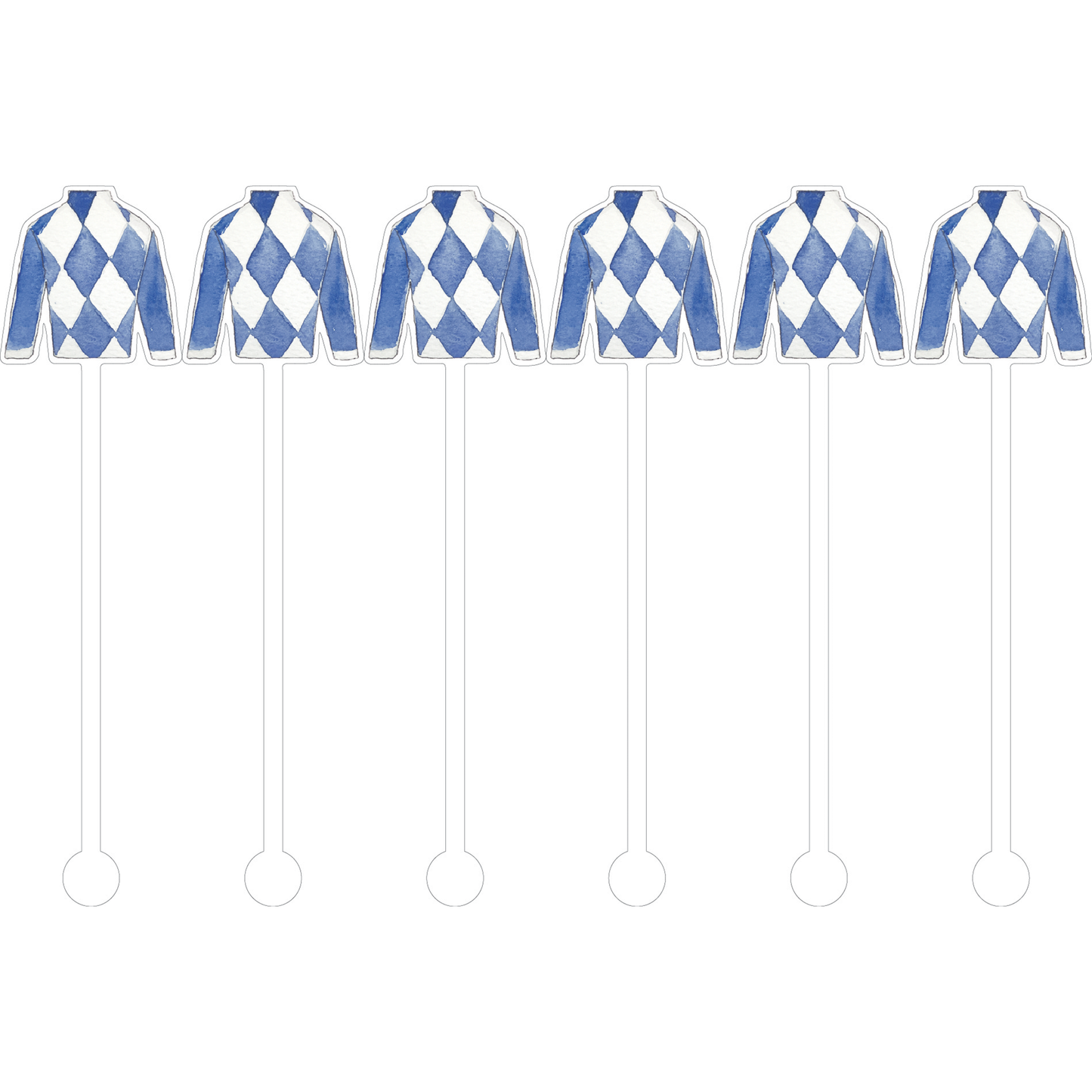 Horse Racing Jockey Silks Cocktail Stick Stirrer - Set of 6