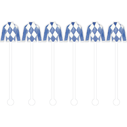 Horse Racing Jockey Silks Cocktail Stick Stirrer - Set of 6