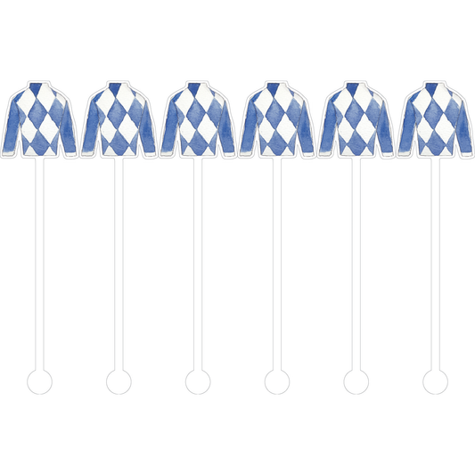 Horse Racing Jockey Silks Cocktail Stick Stirrer - Set of 6