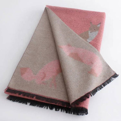Tallyho Mr Fox Soft Winter Scarf Shawl: Mint/Tan