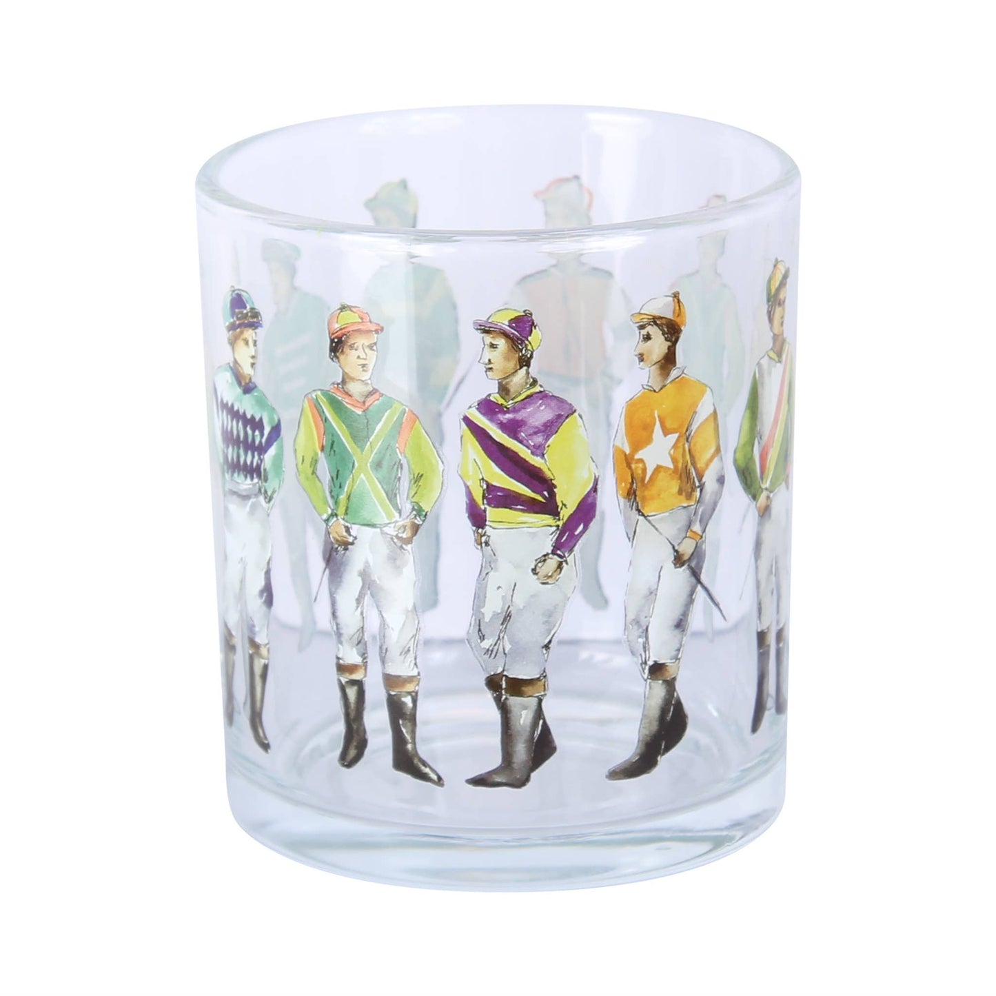 Standing Horse Racing Jockeys Wrapped Rocks Glass
