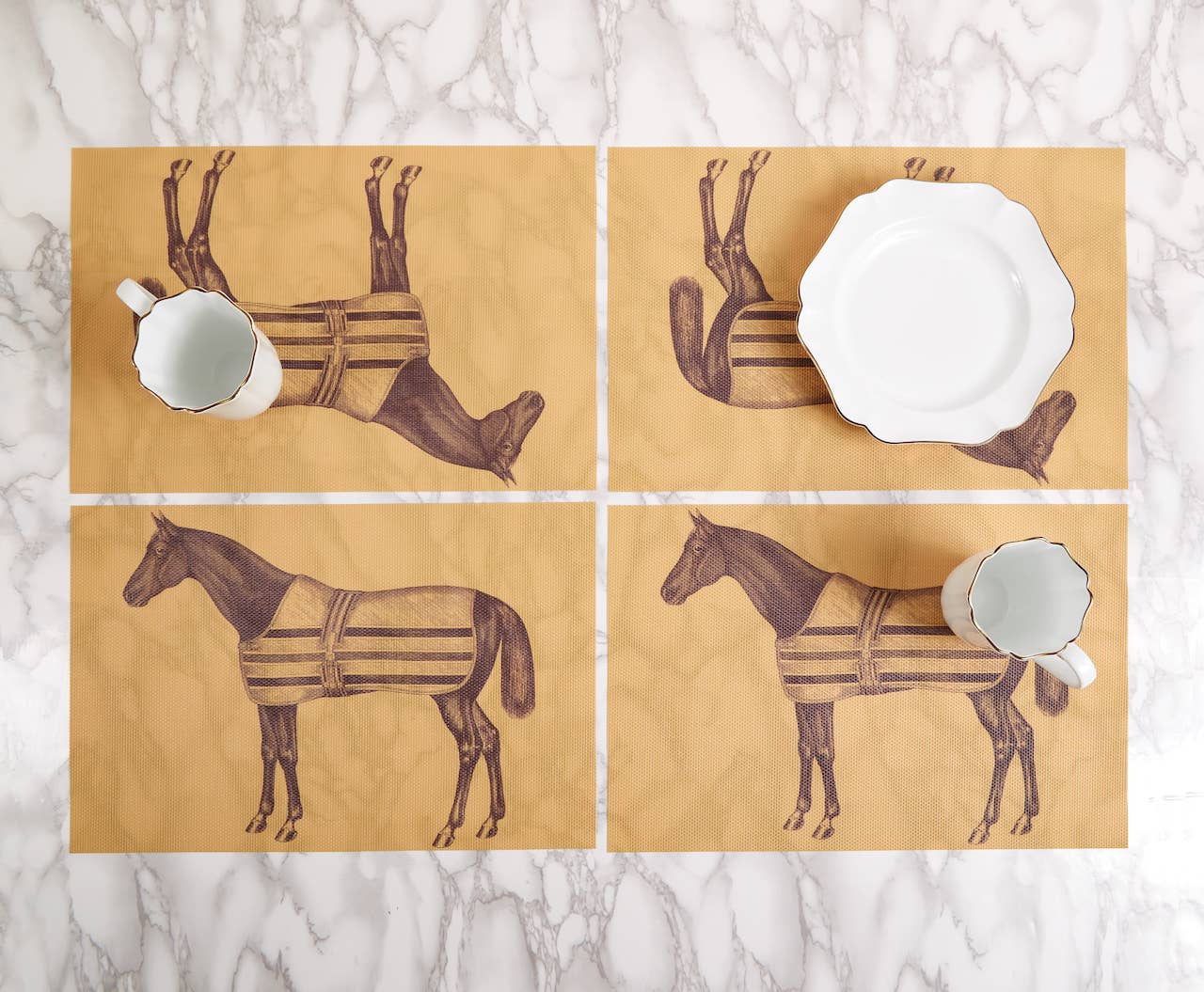 Equestrian Vintage Woven Vinyl Placemats – Set of 4
