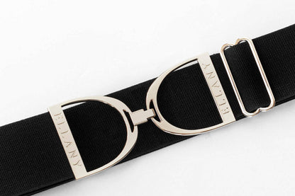 Houston Ellany Black - 2" Silver Stirrup Equestrian Elastic Belt